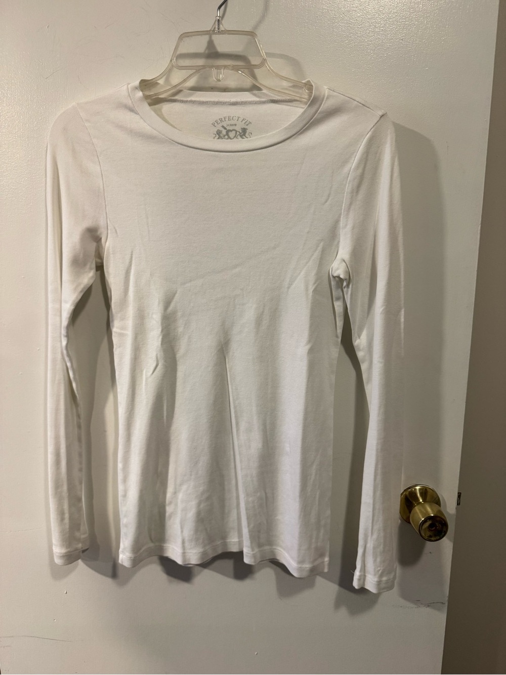 Women’s J.Crew Perfect Fit White Long Sleeve Shirt Top Size Medium
